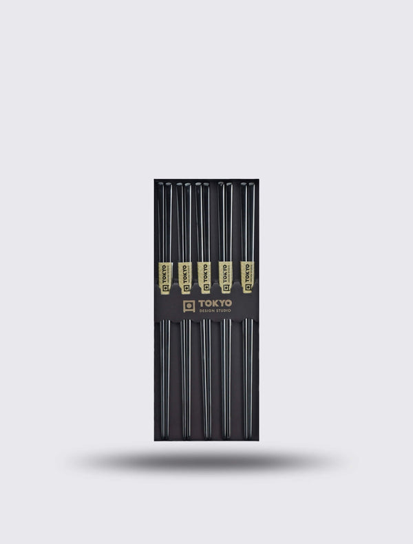 Chopstick Set Stainless Steel Black 5 Pair 23 cm
