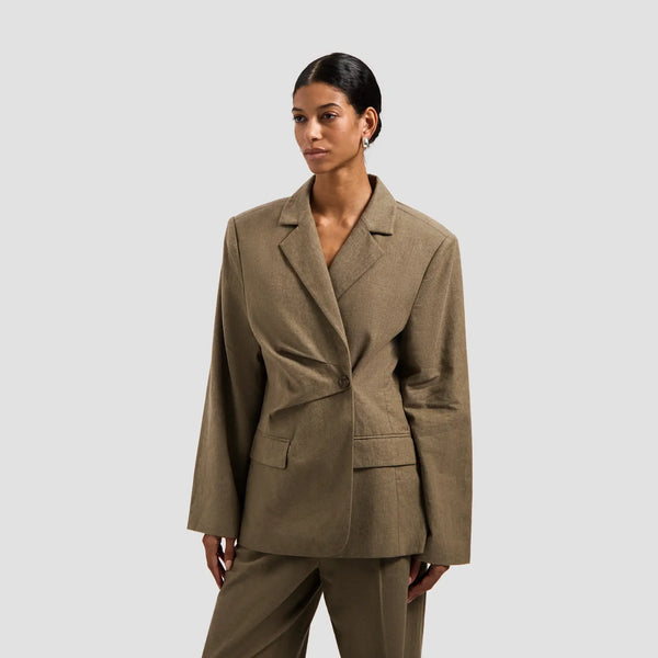 W Asymmetric Linen Blazer