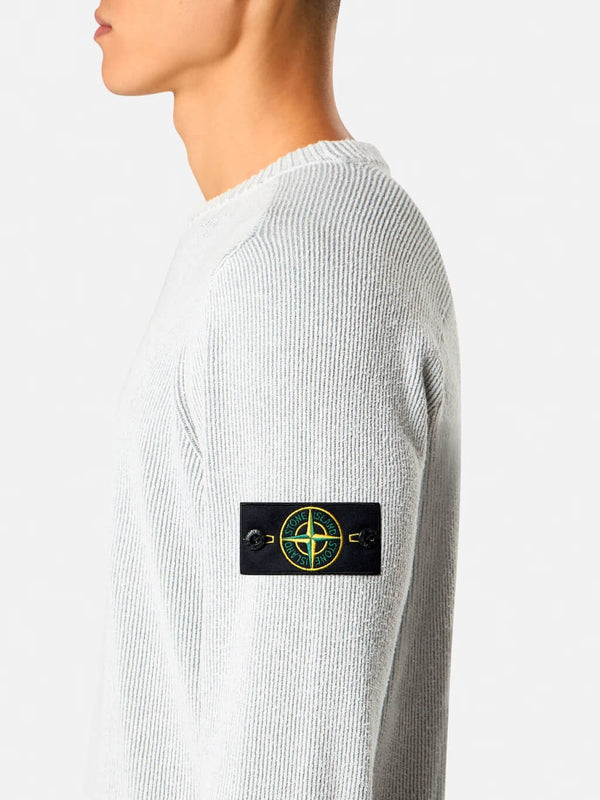 5100033 Knit Crewneck Jumper in Plated Rib Cotton Bouclé