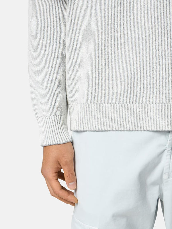 5100033 Knit Crewneck Jumper in Plated Rib Cotton Bouclé