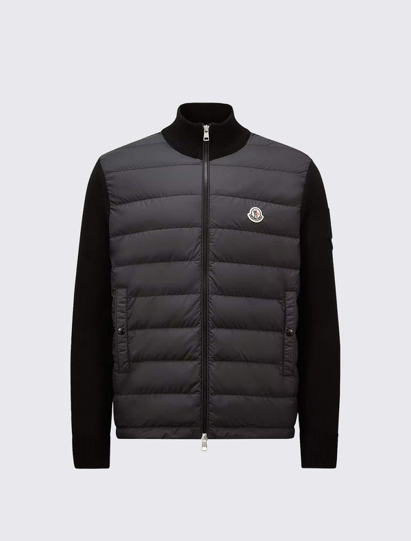 Padded Zip-Up Cotton Cardigan
