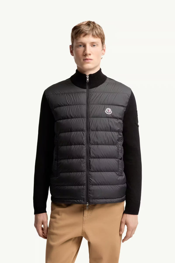 Padded Zip-Up Cotton Cardigan