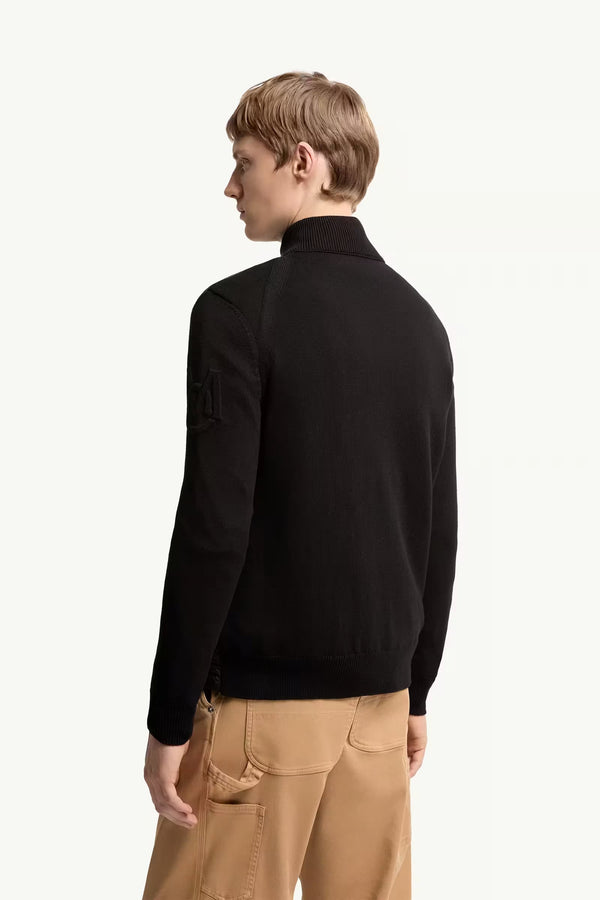 Padded Zip-Up Cotton Cardigan