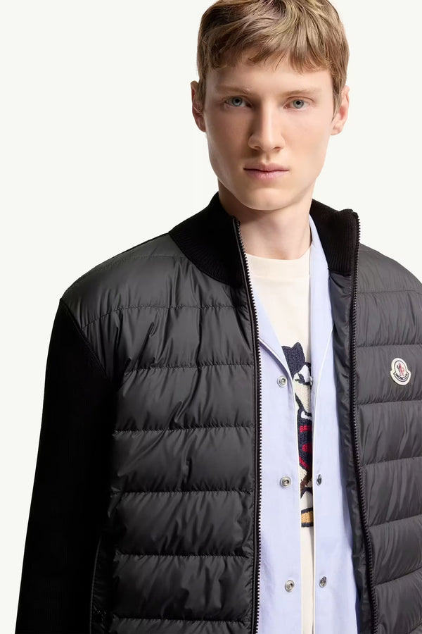 Padded Zip-Up Cotton Cardigan