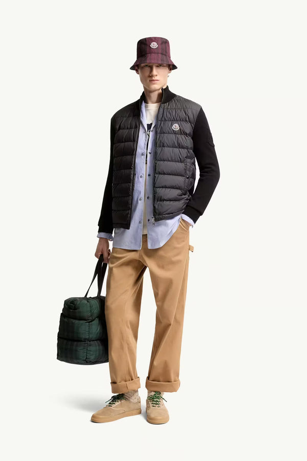 Padded Zip-Up Cotton Cardigan
