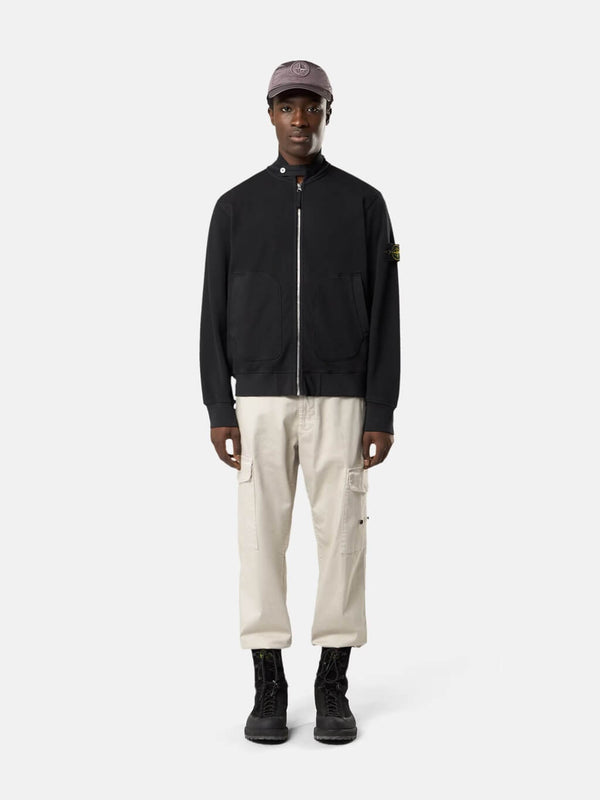 6100014 Track Jacket in Cotton Fleece with Mesh Stitch