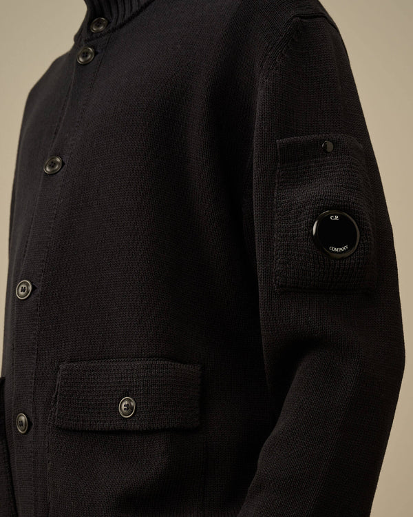 Compact Cotton Full Button Lens Knit