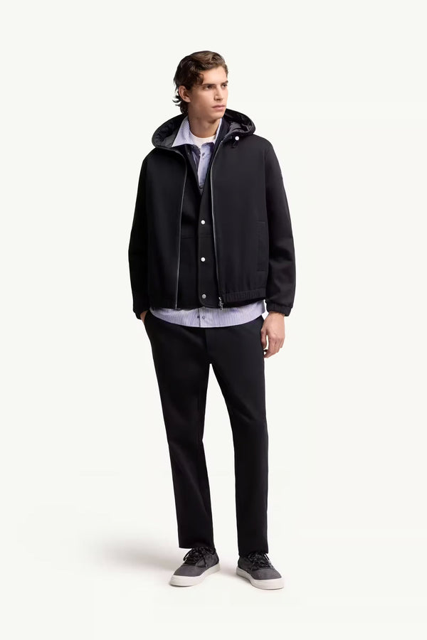 Leather Logo Cotton Blend Zip-Up Hoodie
