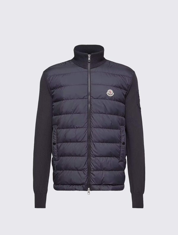 Padded Zip-Up Cotton Cardigan