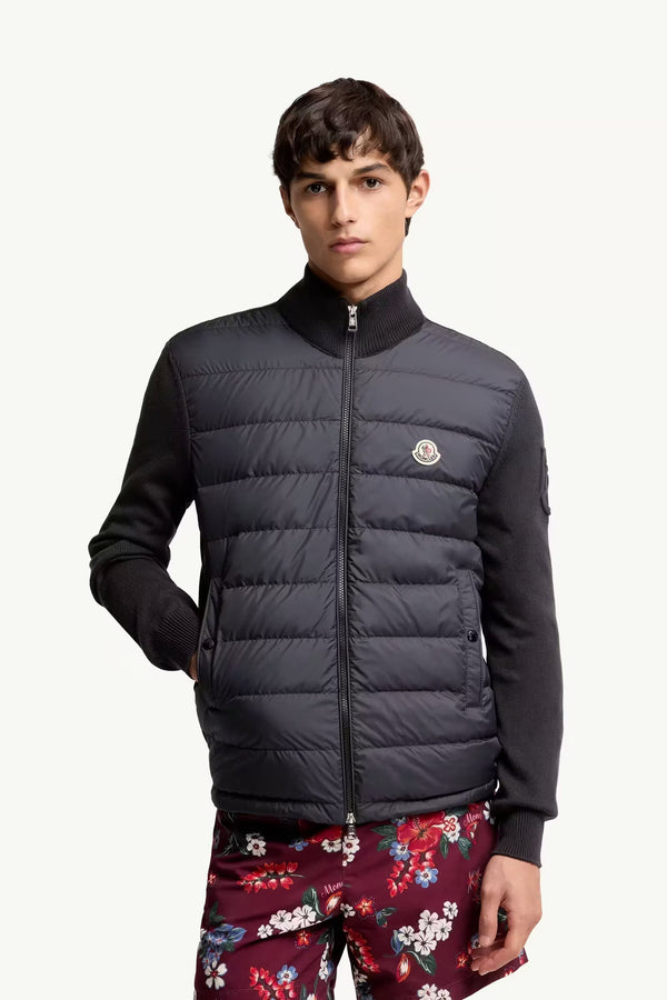 Padded Zip-Up Cotton Cardigan