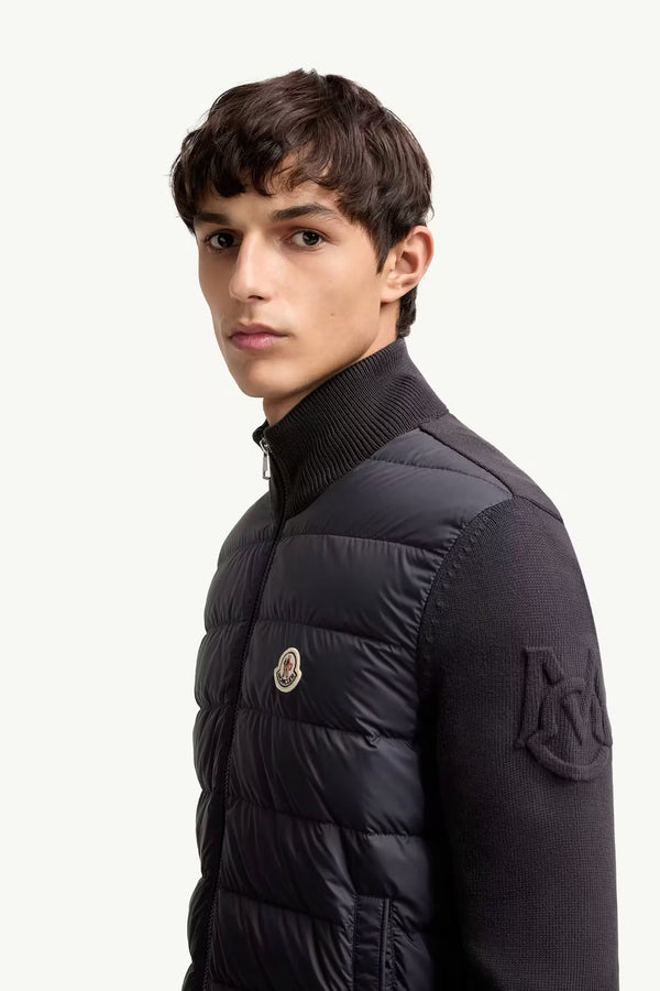 Padded Zip-Up Cotton Cardigan