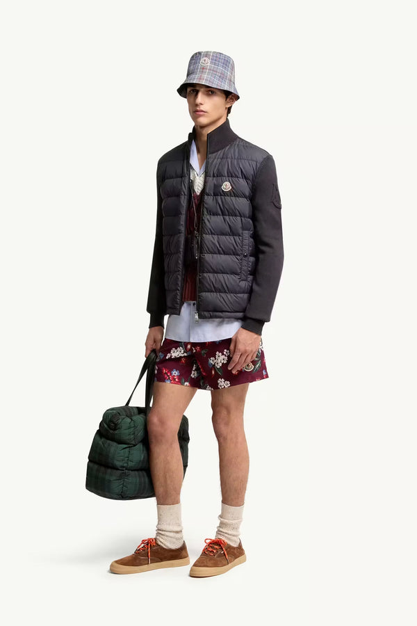 Padded Zip-Up Cotton Cardigan