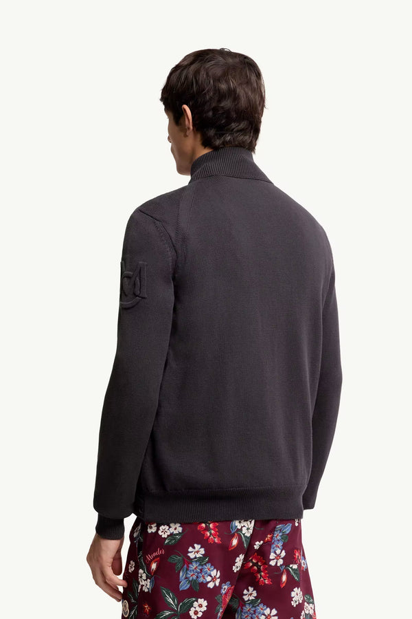 Padded Zip-Up Cotton Cardigan