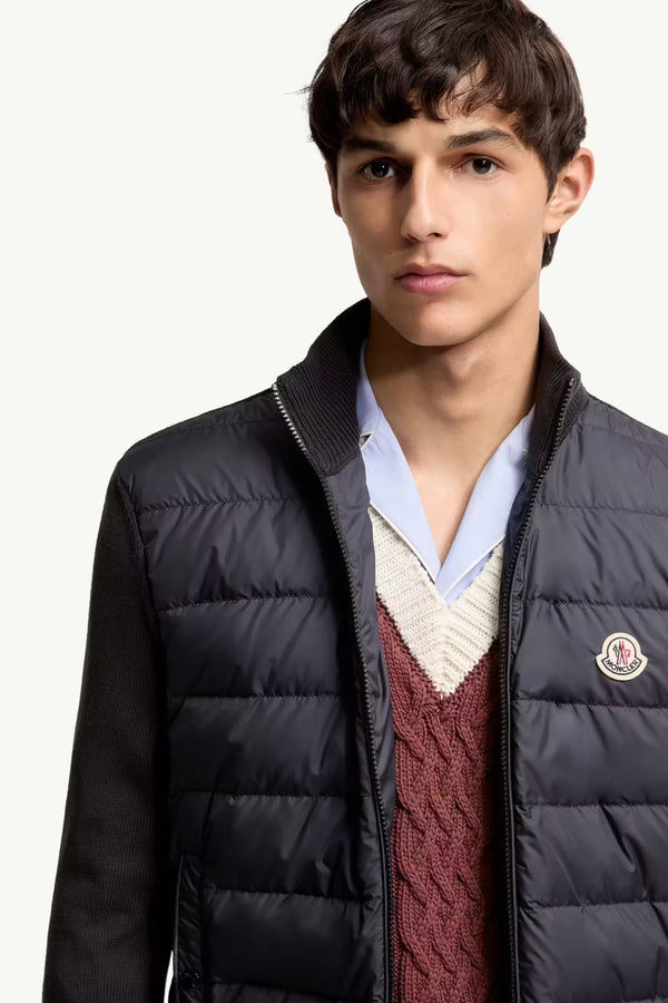 Padded Zip-Up Cotton Cardigan