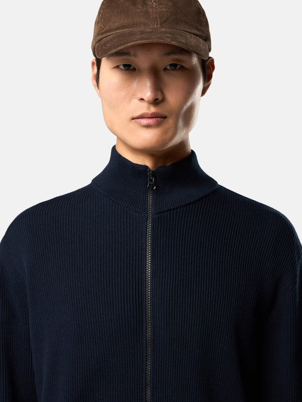 5100126 Zip-Up Jumper in Ribbed Soft Cotton