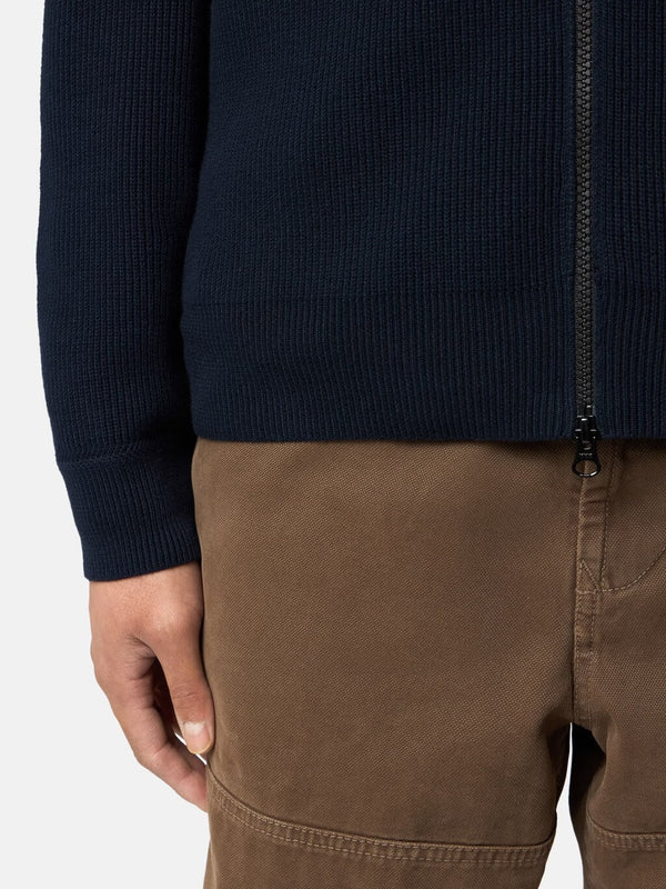 5100126 Zip-Up Jumper in Ribbed Soft Cotton