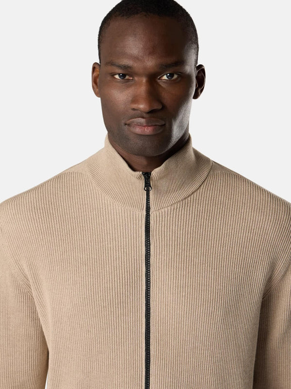 5100126 Zip-Up Jumper in Ribbed Soft Cotton