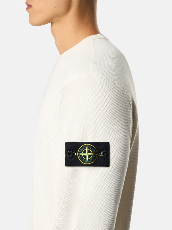 6100011 Crewneck Sweatshirt in Cotton Fleece with Mesh Stitch