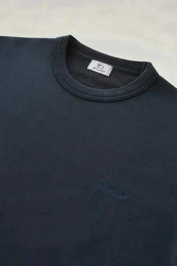 Crewneck Cotton Fleece Sweatshirt with Embroidered Logo