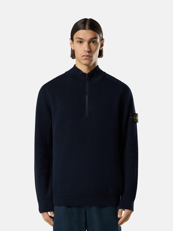 5100124 Half-Zip Jumper in Ribbed Soft Cotton