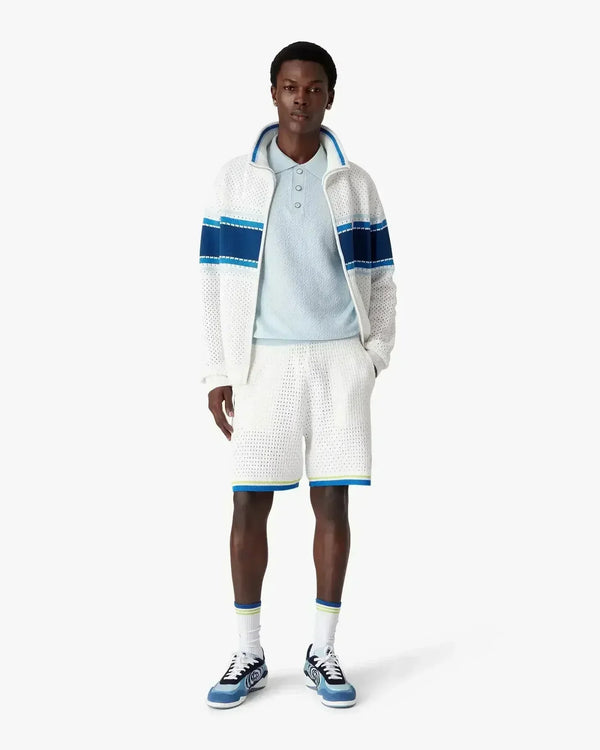 Pointelle Monogram Short Sleeve Polo
