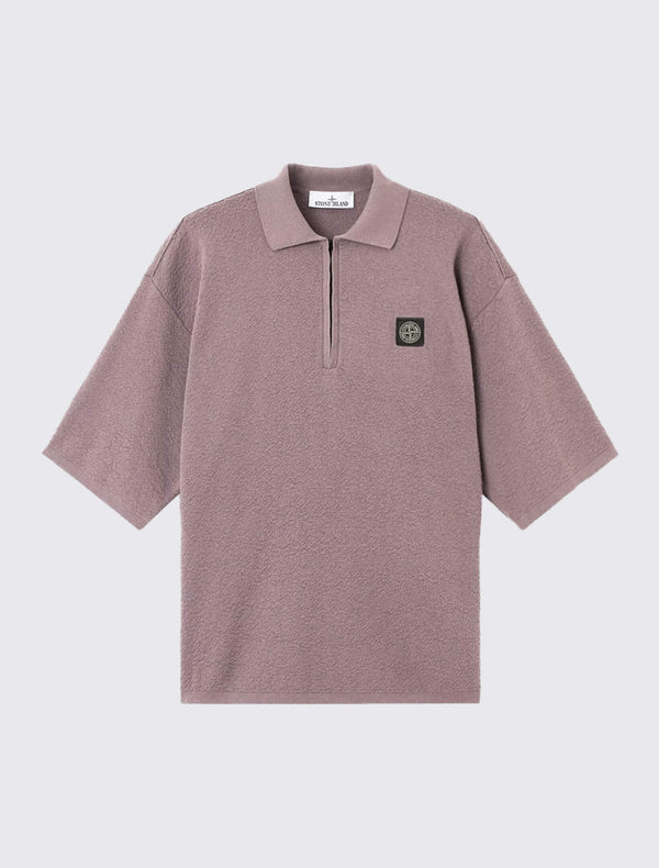 5100021 Short-Sleeve Knit Polo in Light Raw Hand Cotton