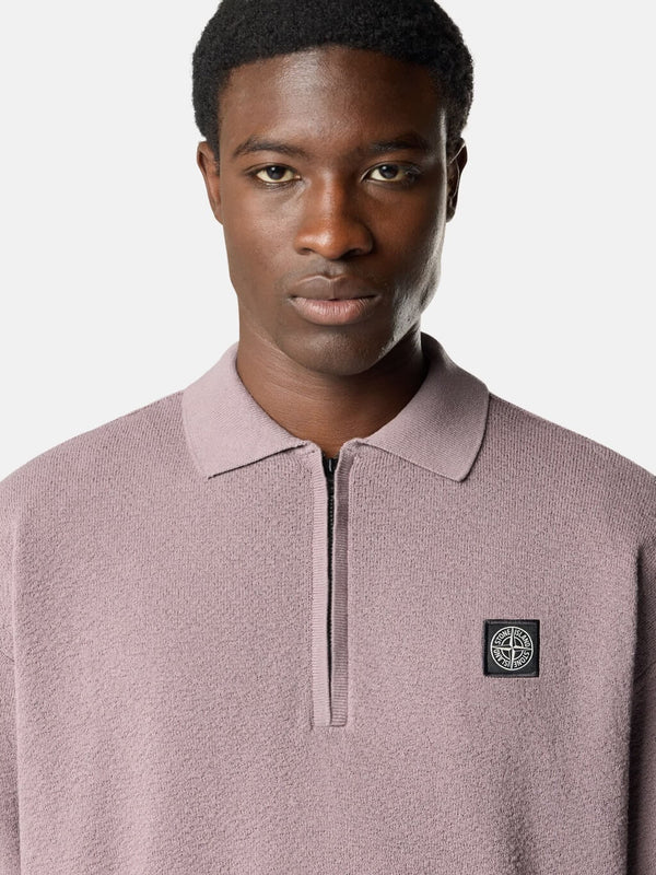 5100021 Short-Sleeve Knit Polo in Light Raw Hand Cotton