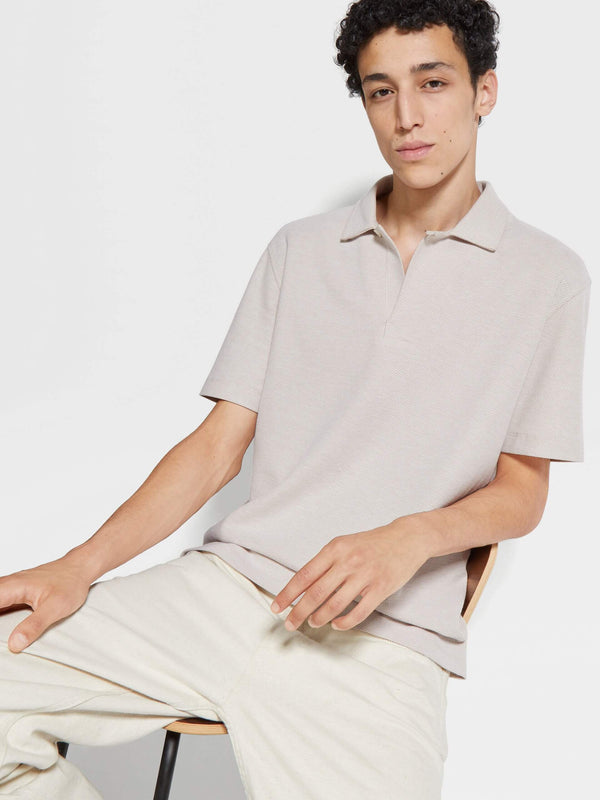 Light Beige Cotton Polo Shirt