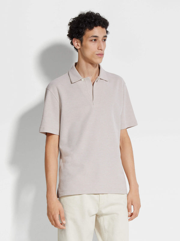 Light Beige Cotton Polo Shirt