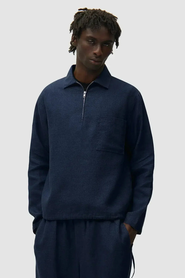 Linen Quarter Zip Pullover