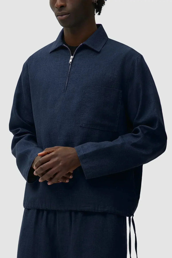 Linen Quarter Zip Pullover
