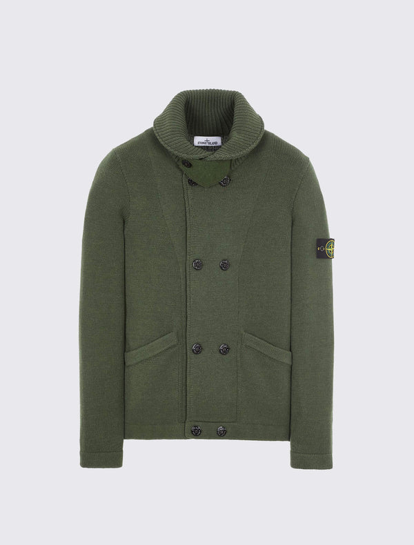 Double-breasted cardigan knit in stretch wool
