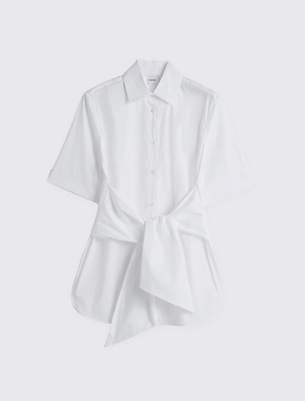 Stretch Cotton Poplin Shirt with Sash