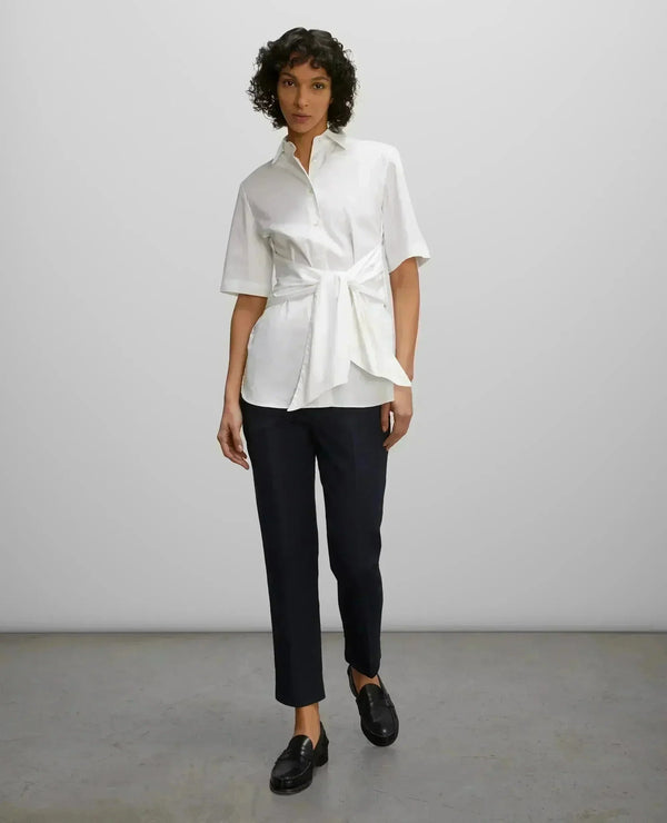 Stretch Cotton Poplin Shirt with Sash