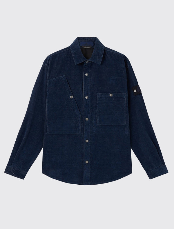 1100008 Indigo Micro Corduroy-Rinsed Overshirt