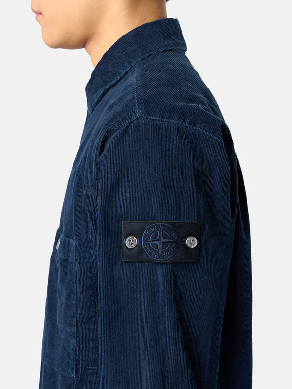 1100008 Indigo Micro Corduroy-Rinsed Overshirt