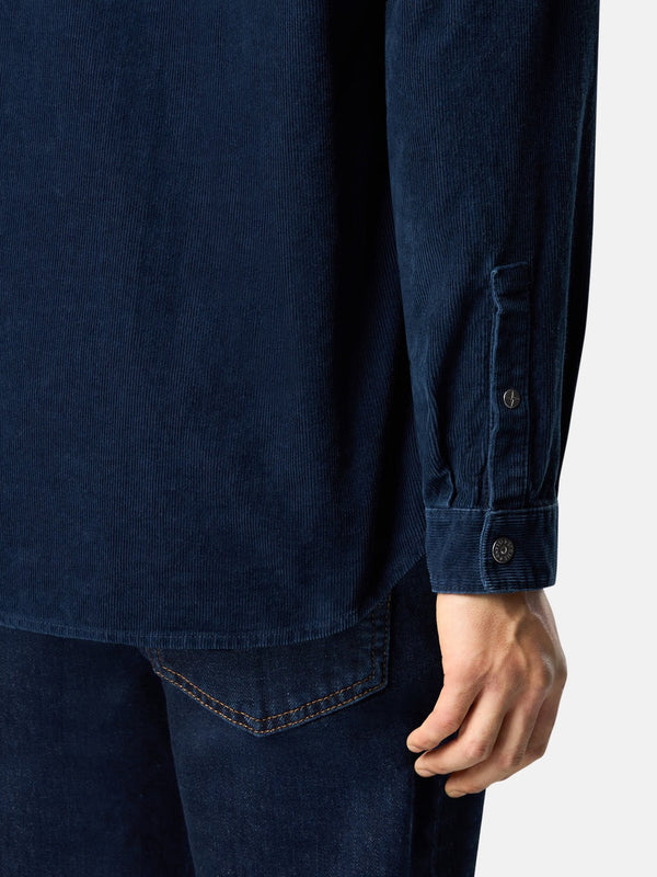 1100008 Indigo Micro Corduroy-Rinsed Overshirt