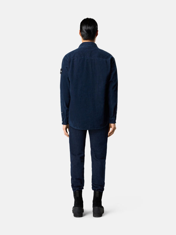 1100008 Indigo Micro Corduroy-Rinsed Overshirt