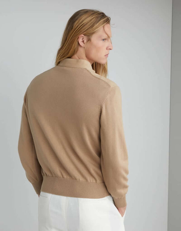 Nubuck and Cotton Knit Pilot Jacket