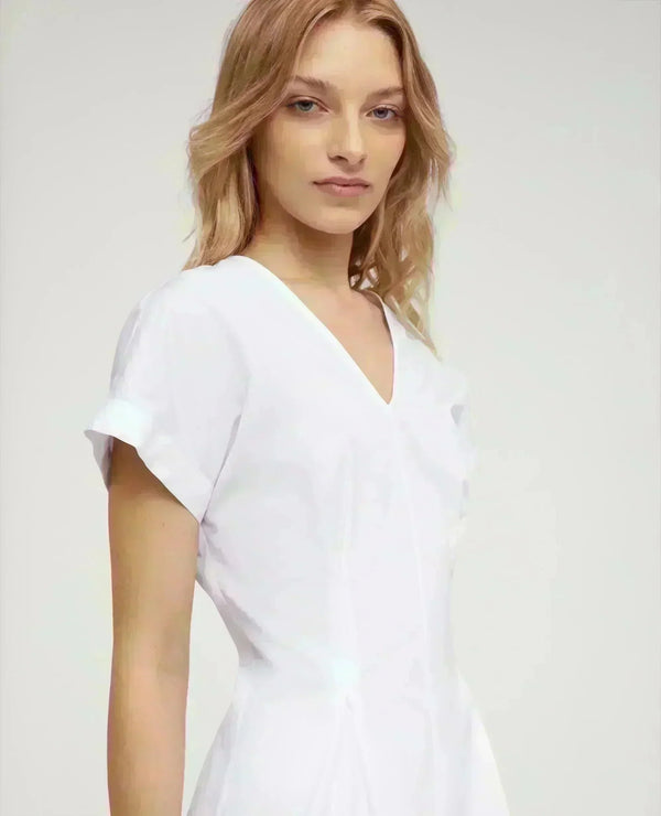 Poplin top with detailing white donna