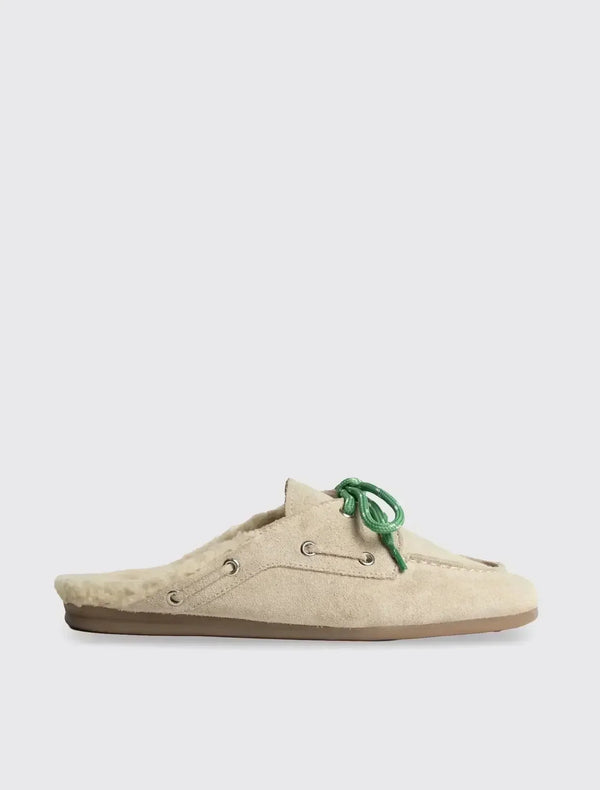 Boat Loafer Mule Fur Suede