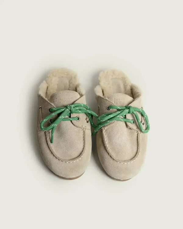 Boat Loafer Mule Fur Suede