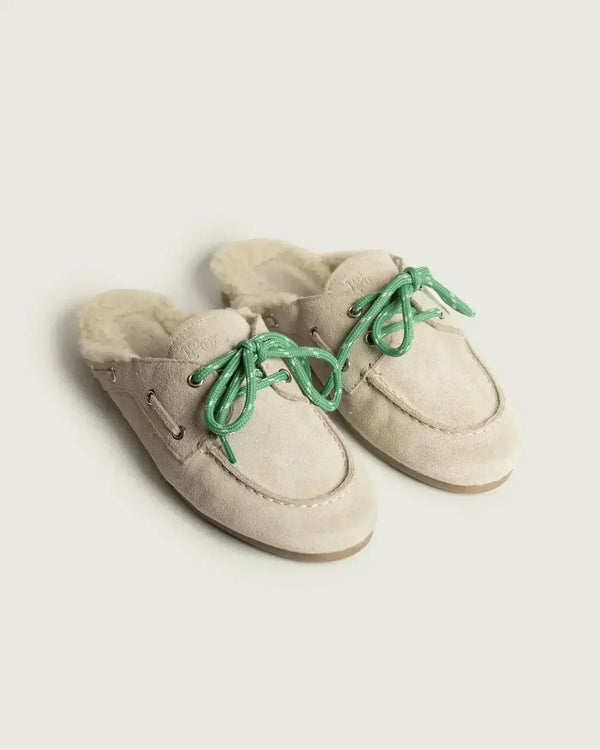 Boat Loafer Mule Fur Suede