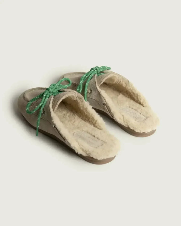Boat Loafer Mule Fur Suede