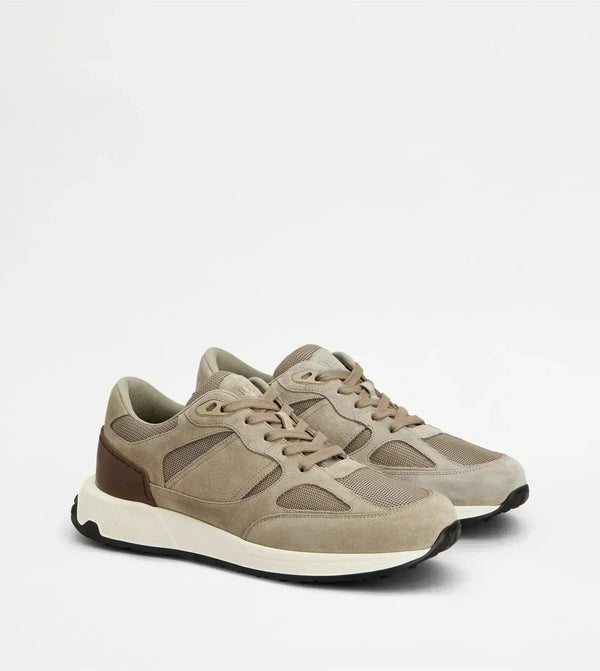 Sneakers in Leather and Fabric