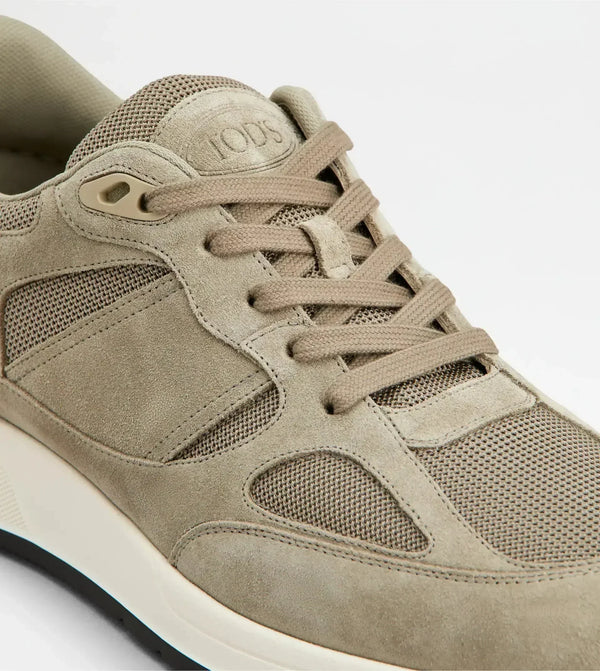 Sneakers in Leather and Fabric