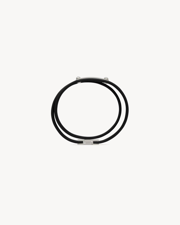 Double-wrap ID Bracelet in Leather and Metal