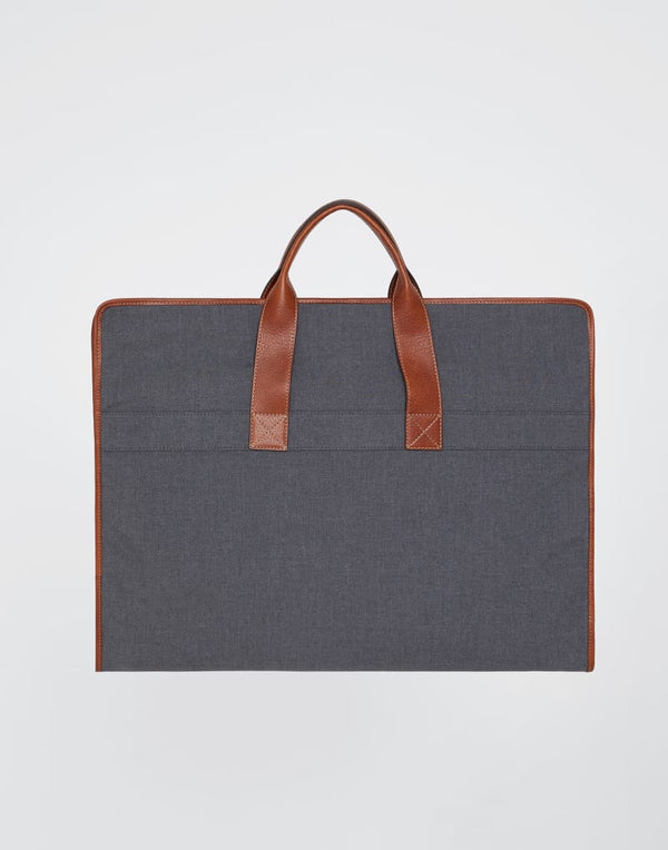 Water-Resistant Fabric and Grained Calfskin Garment Bag