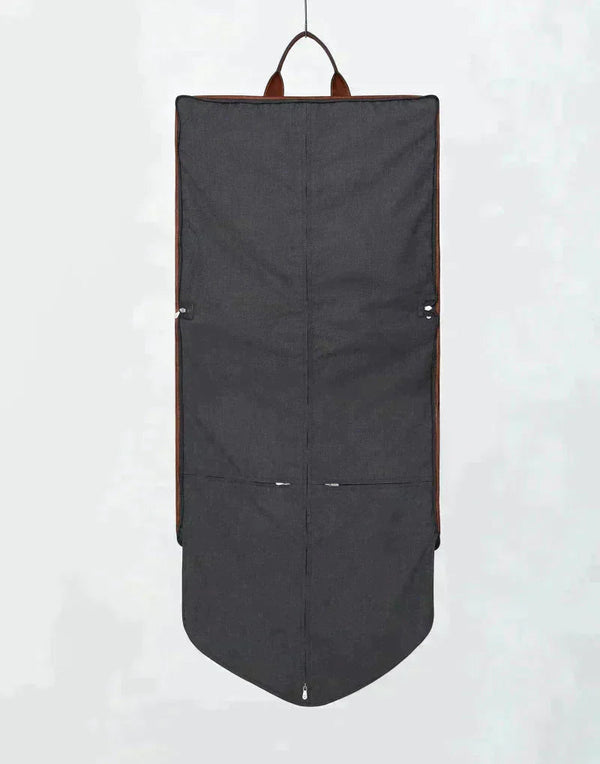 Water-Resistant Fabric and Grained Calfskin Garment Bag