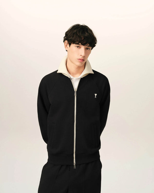 Jacket in Loopback Light Fleece Contrasted Details